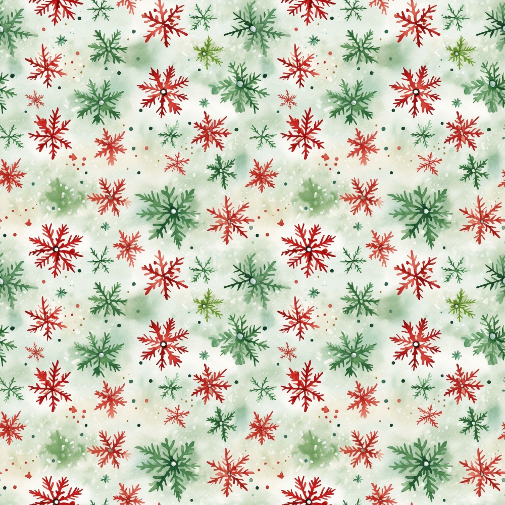 Daily Deal: Red and Green Watercolor Christmas Pattern 7 Quilting Cotton Fabric - 45" x 1 Yard"