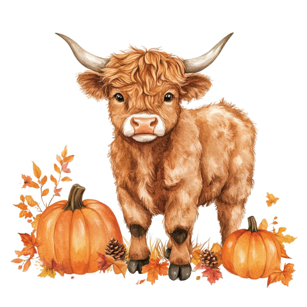 Autumn Highland Cow Fabric Panel 2