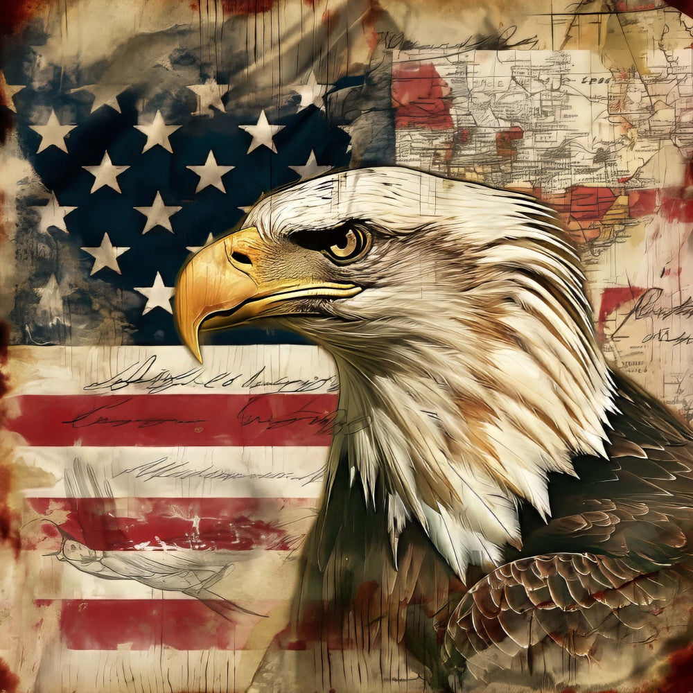 Vintage Patriotic Fabric Panel 28