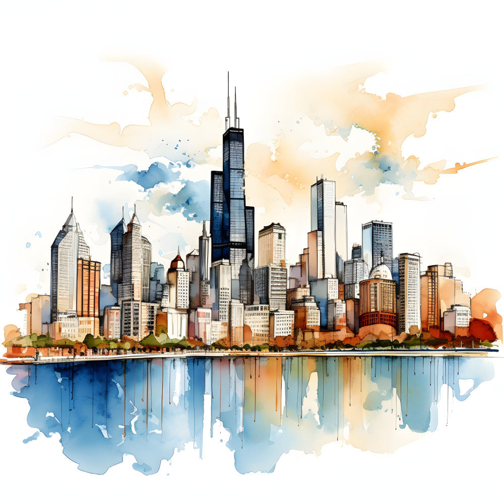 Pen and Ink Chicago Fabric Panel 8