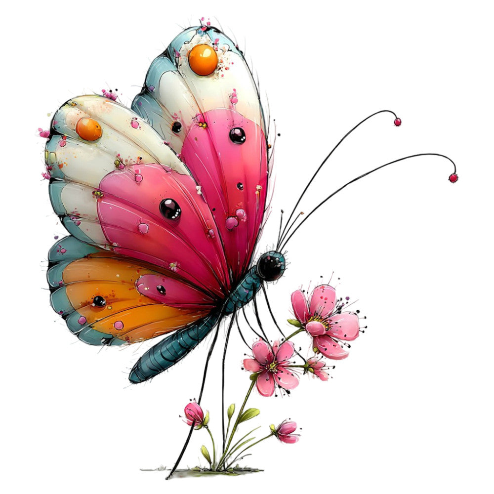 Whimsical Summer Butterfly Fabric Panel 34