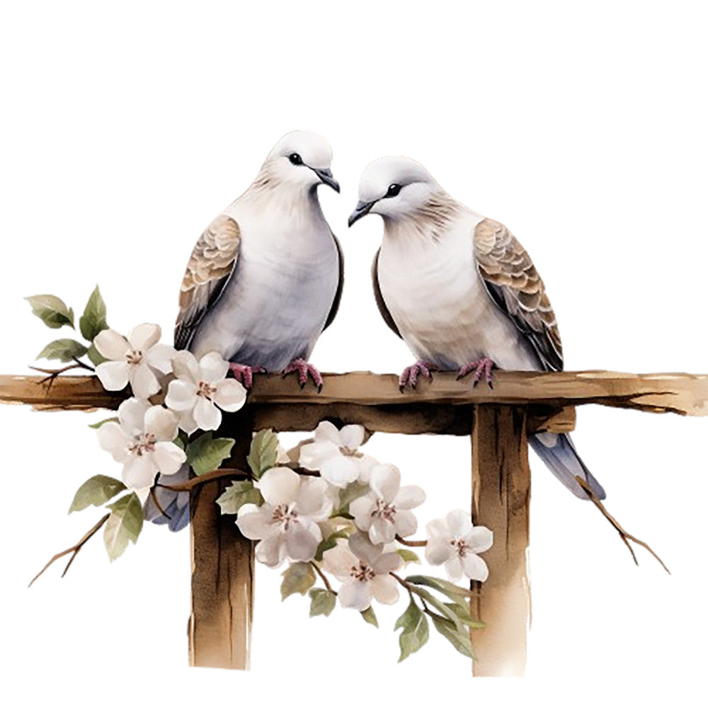Spring White Doves Fabric Panel 10