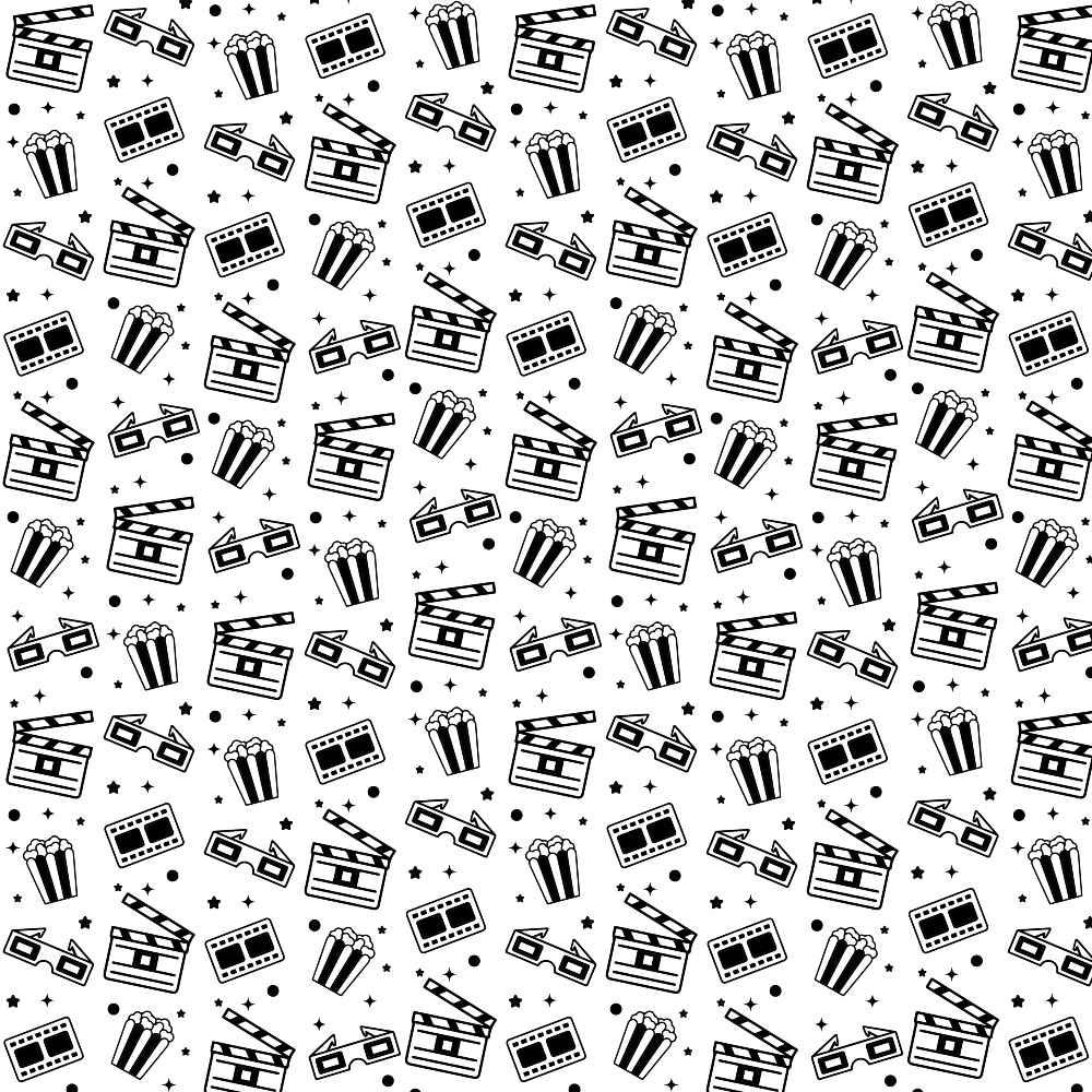 Daily Deal: Movie Night Pattern 6 Quilting Cotton Fabric - 45" x 0.5 Yards"