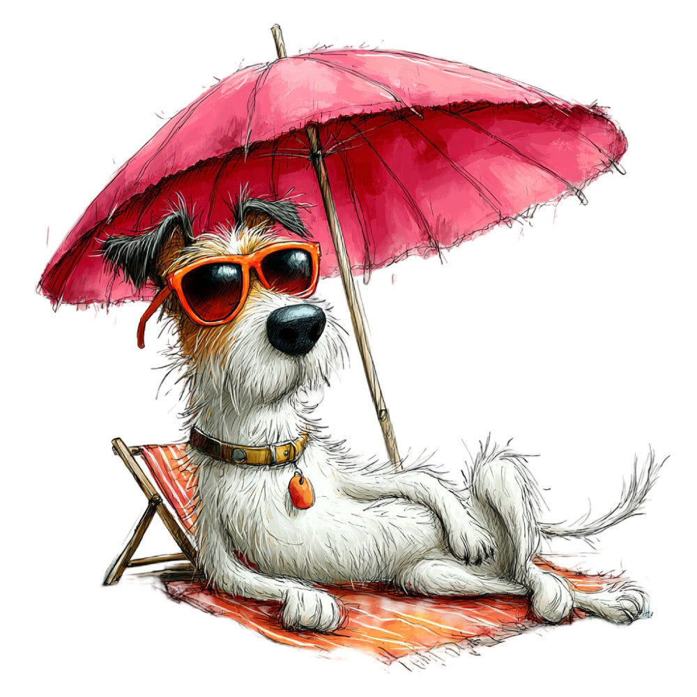Whimsical Summer Dogs Fabric Panel 16