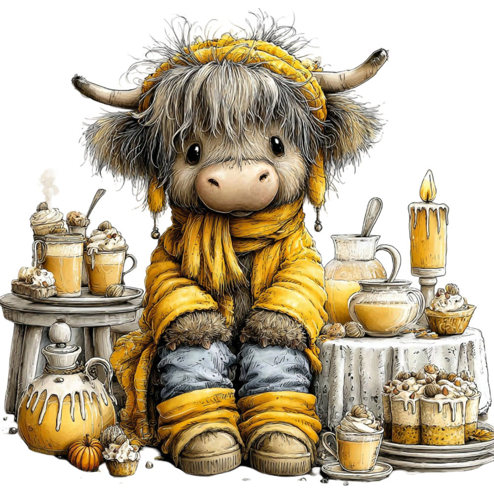 Yellow Highland Cow Fabric Panel 9