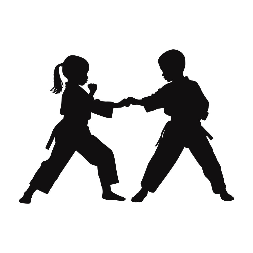Karate Silhouette Fabric Panel 4