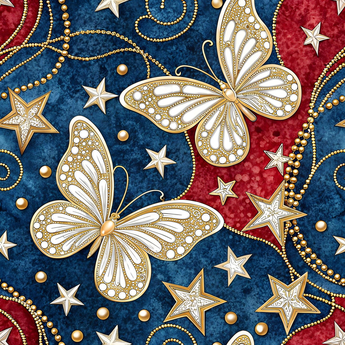 Daily Deal: USA Patriotic Wildlife Pattern 6 Quilting Cotton Fabric - 45" x 2 Yards"