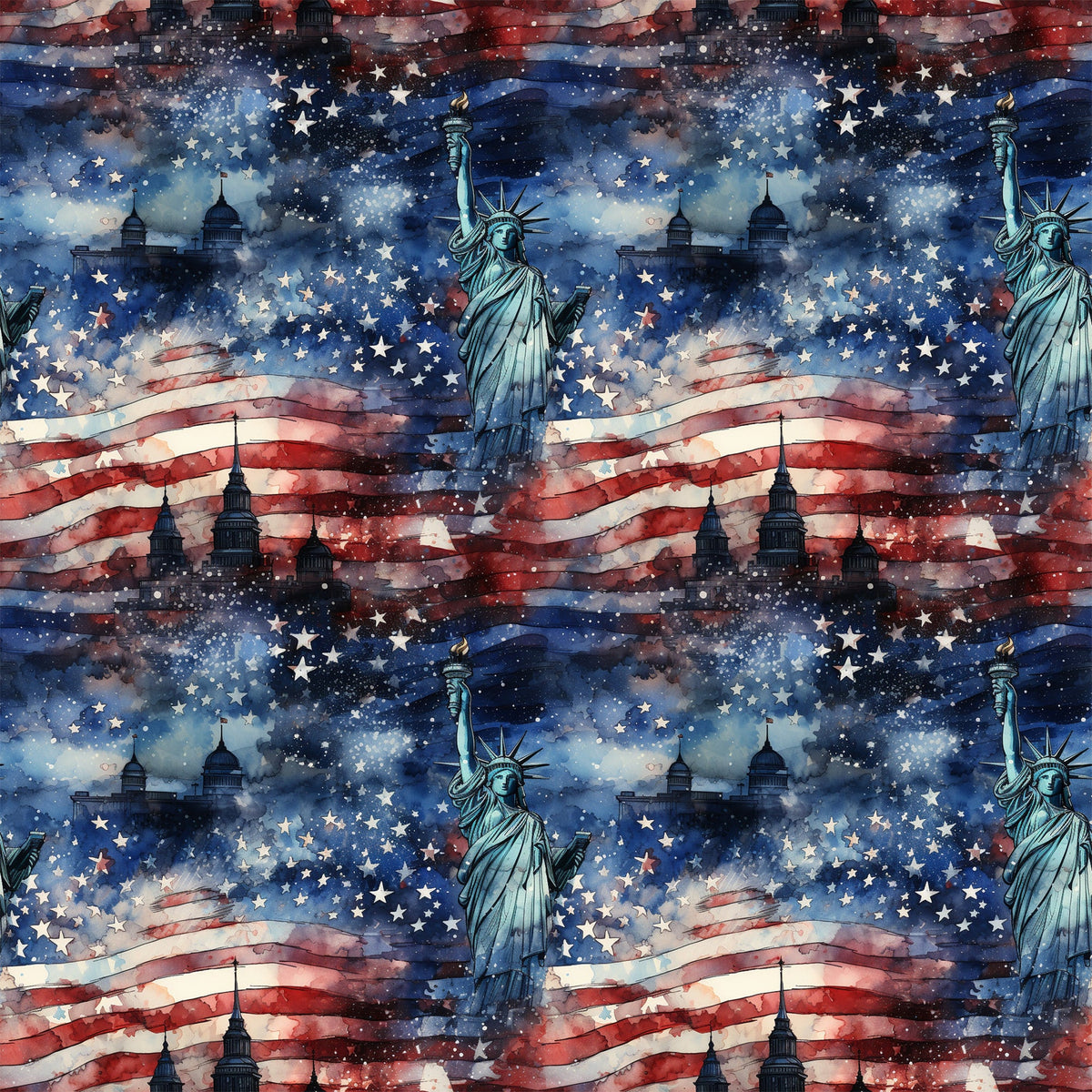 Daily Deal: Patriotic Grunge Pattern 1 Quilting Cotton Fabric - 118" x 1 Yard"