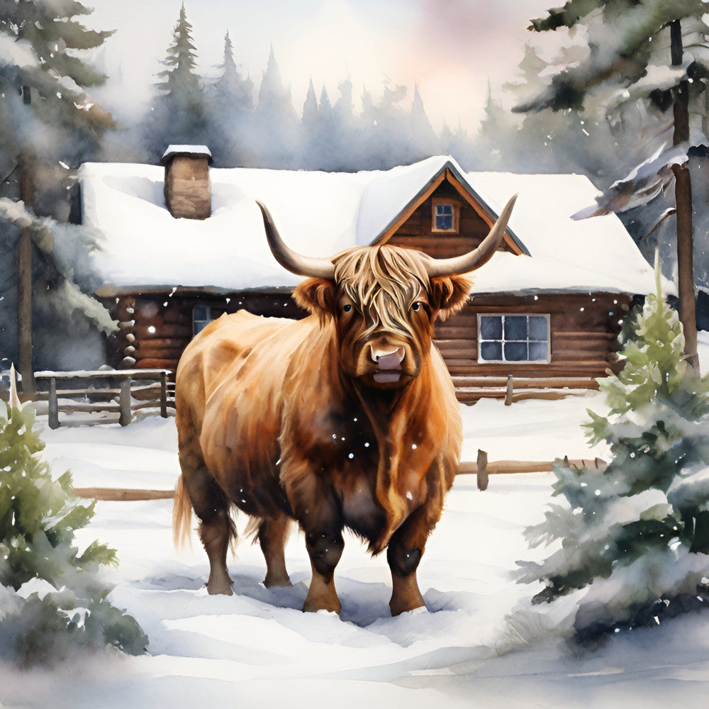Highland Cow Art Fabric Panel 2