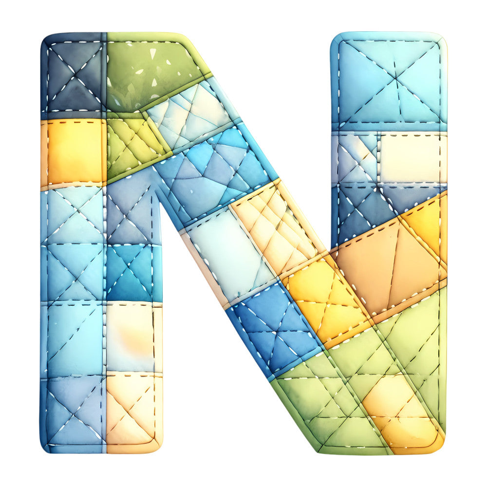 Blue Patchwork Alphabet Fabric Panel 22