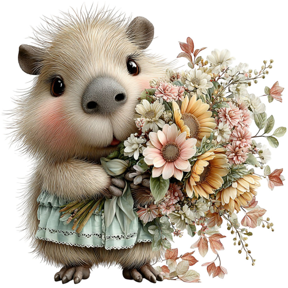 Whimsical Fall Autumn Capybara Fabric Panel 18