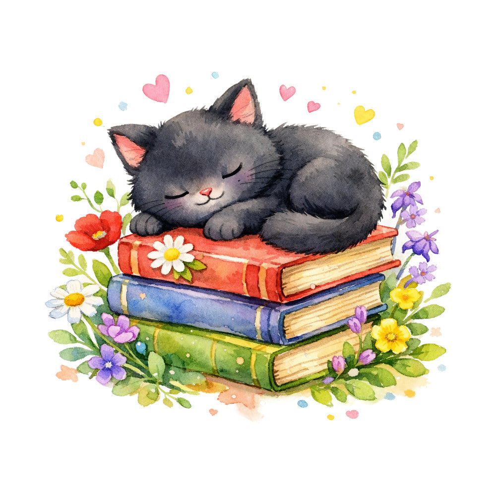 Black Spring Kitten Fabric Panel 15