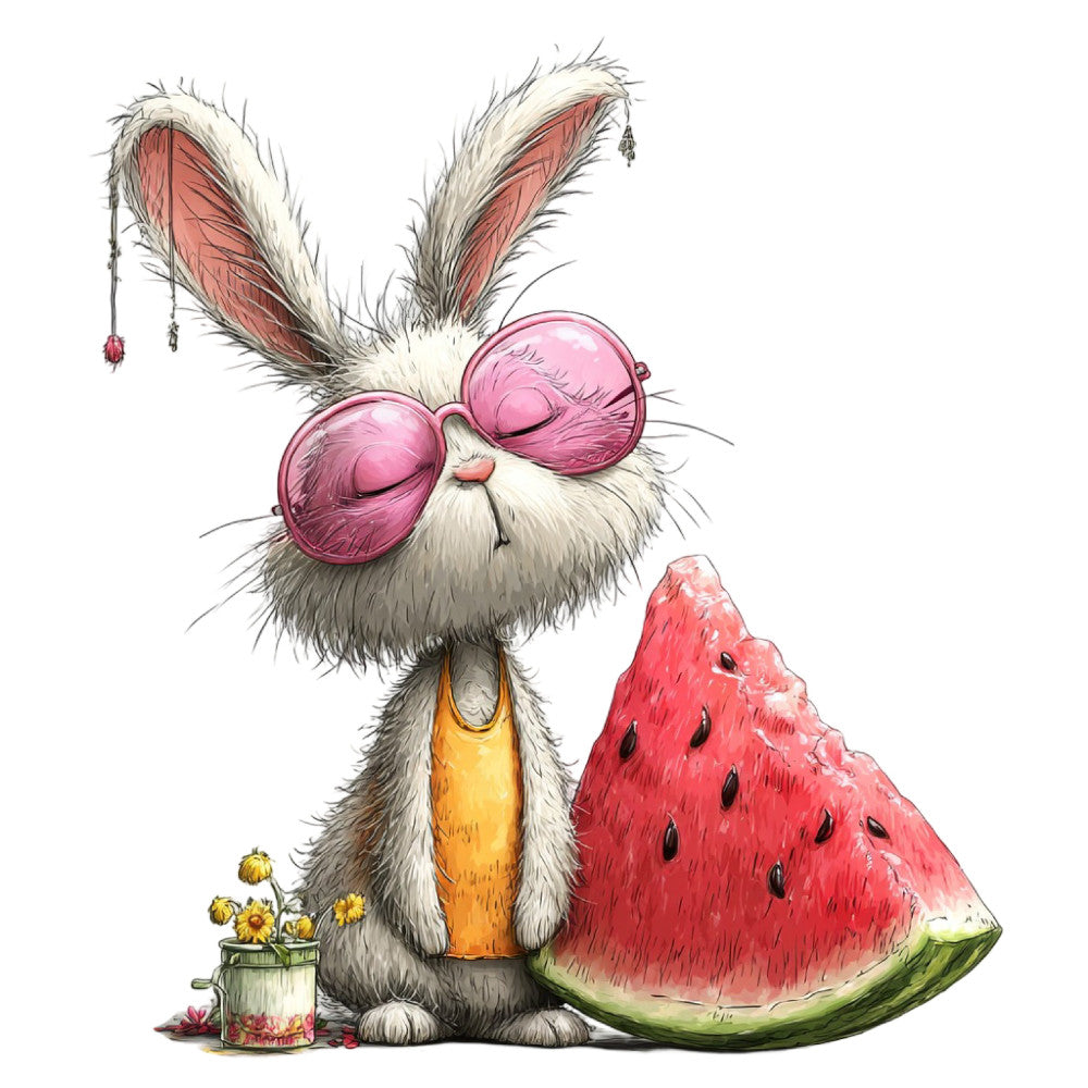 Whimsical Summer Bunny Fabric Panel 9