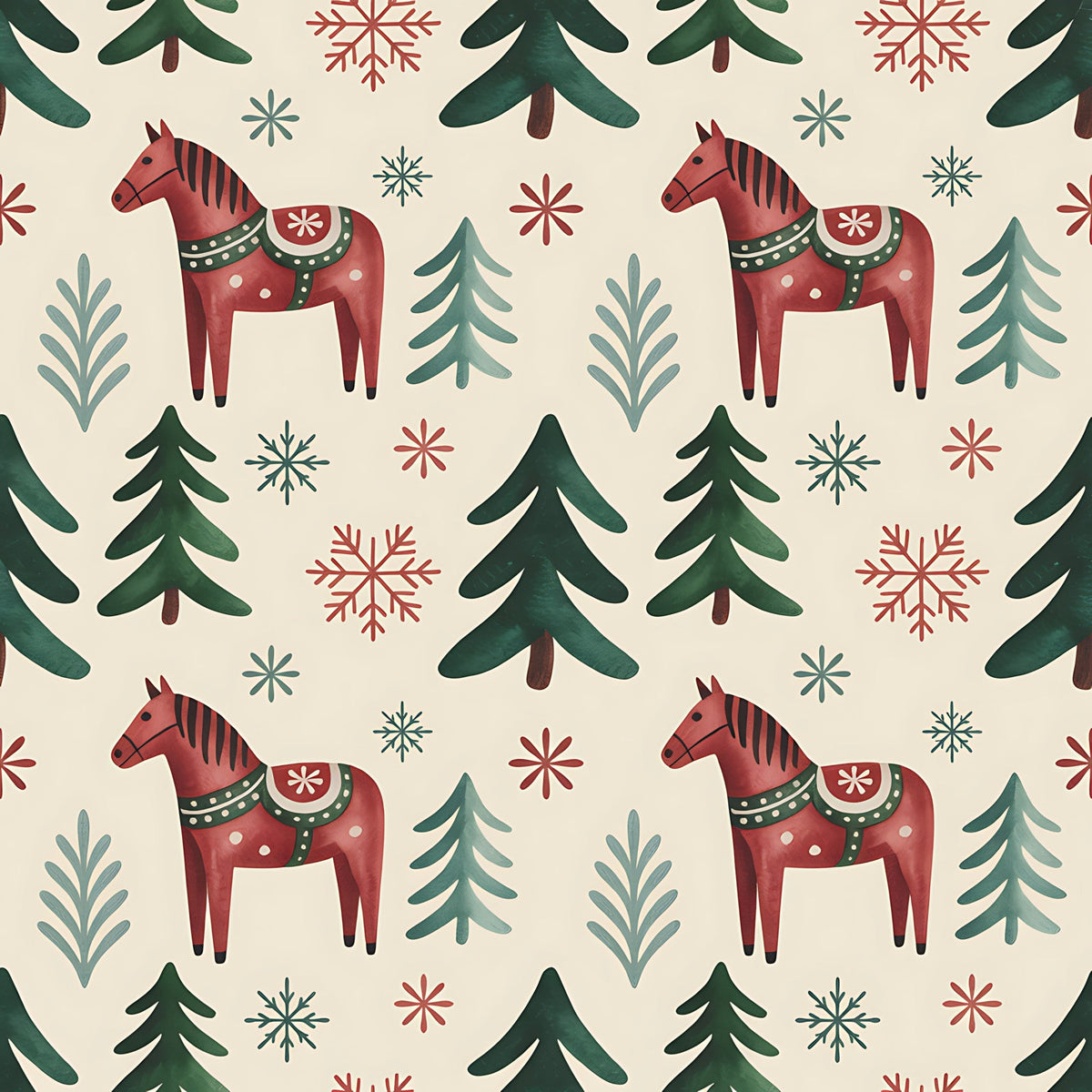 Daily Deal: Scandinavian Folk Christmas Pattern 5 Quilting Cotton Fabric - 45" x 2 Yards"