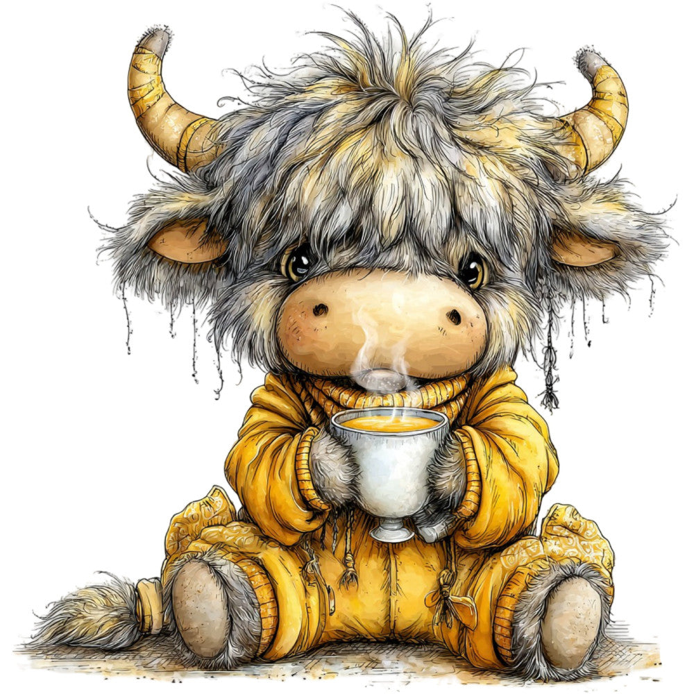 Yellow Highland Cow Fabric Panel 19