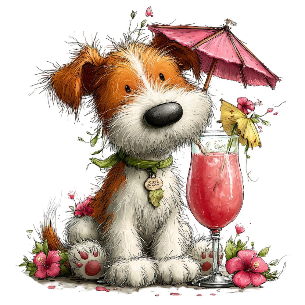 Whimsical Summer Dogs Fabric Panel 25
