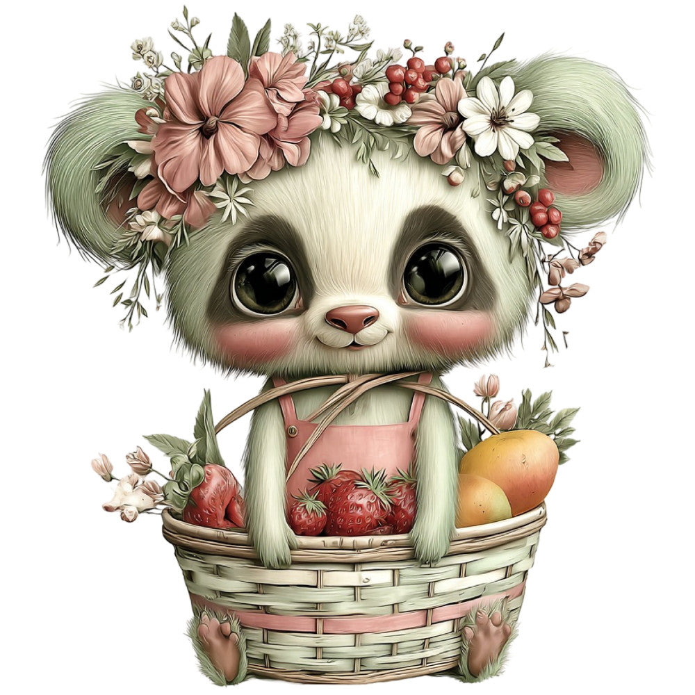 Summer Fruit Basket Animals Fabric Panel 17