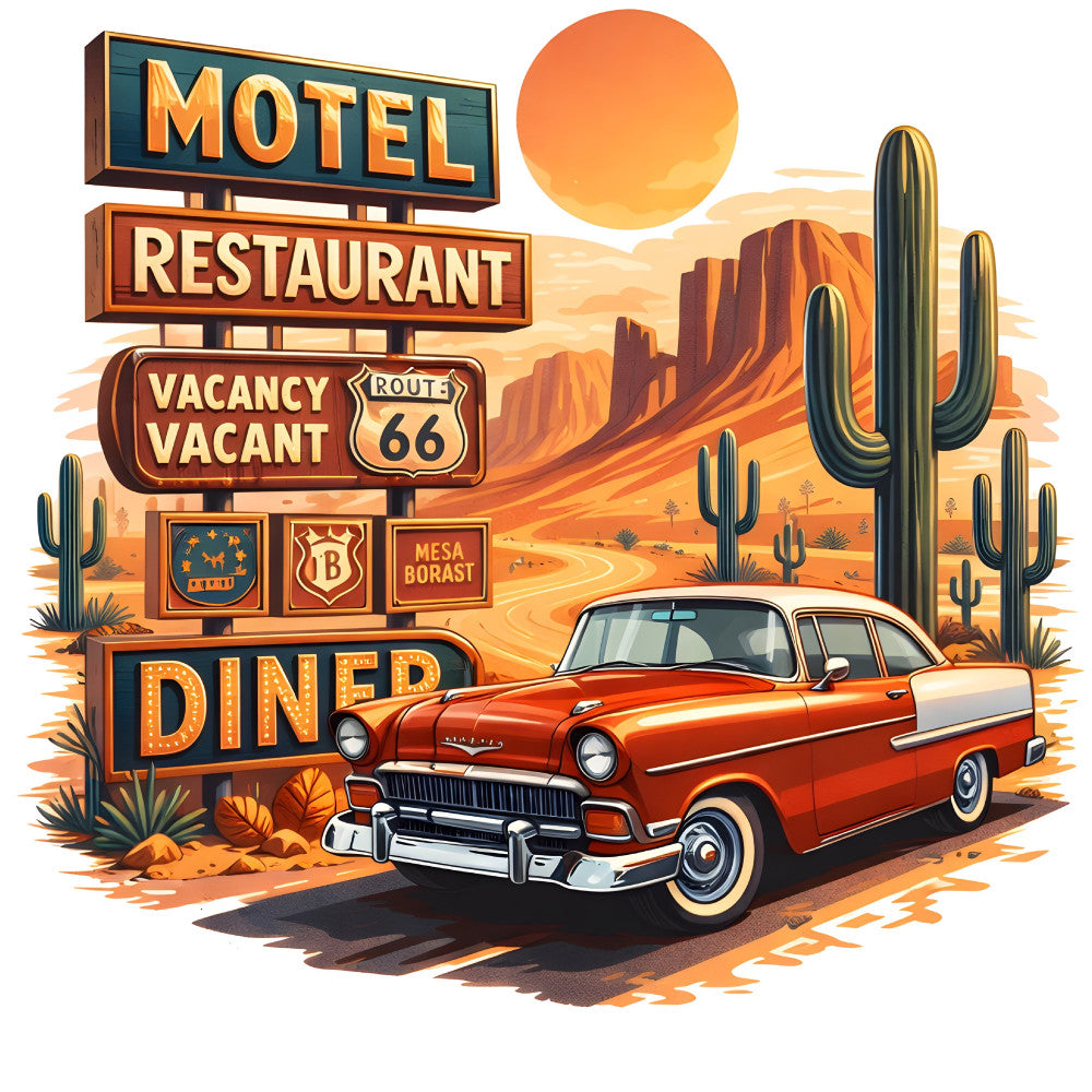 Retro Route 66 Fabric Panel 1