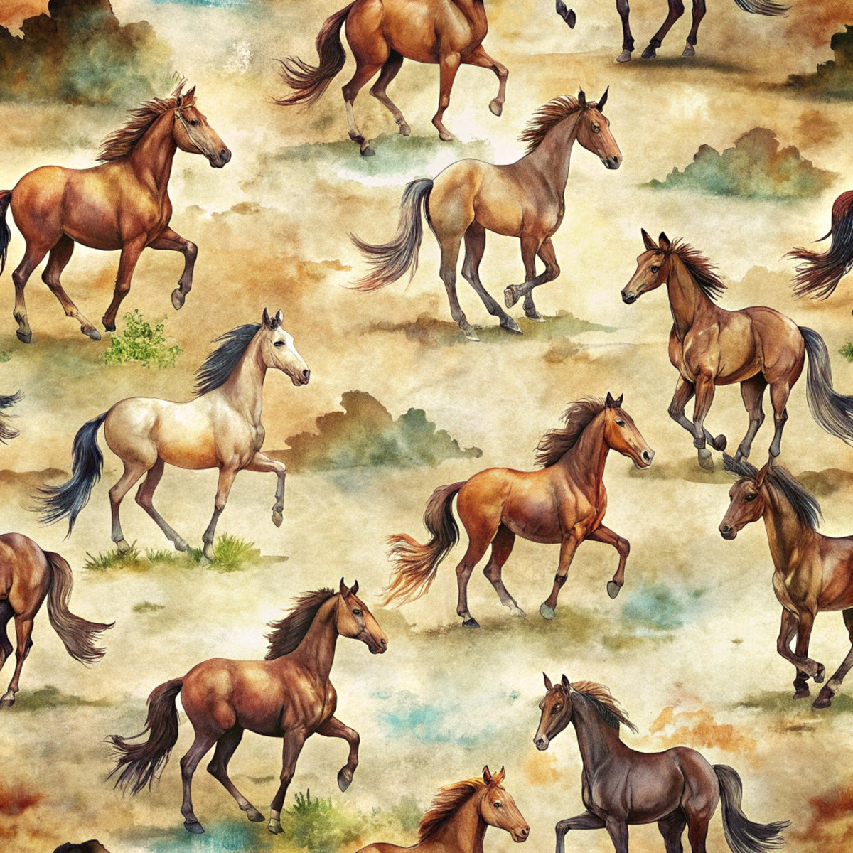 Daily Deal: Wild Horses Pattern 3 Quilting Cotton Fabric - 45" x 1 Yard"
