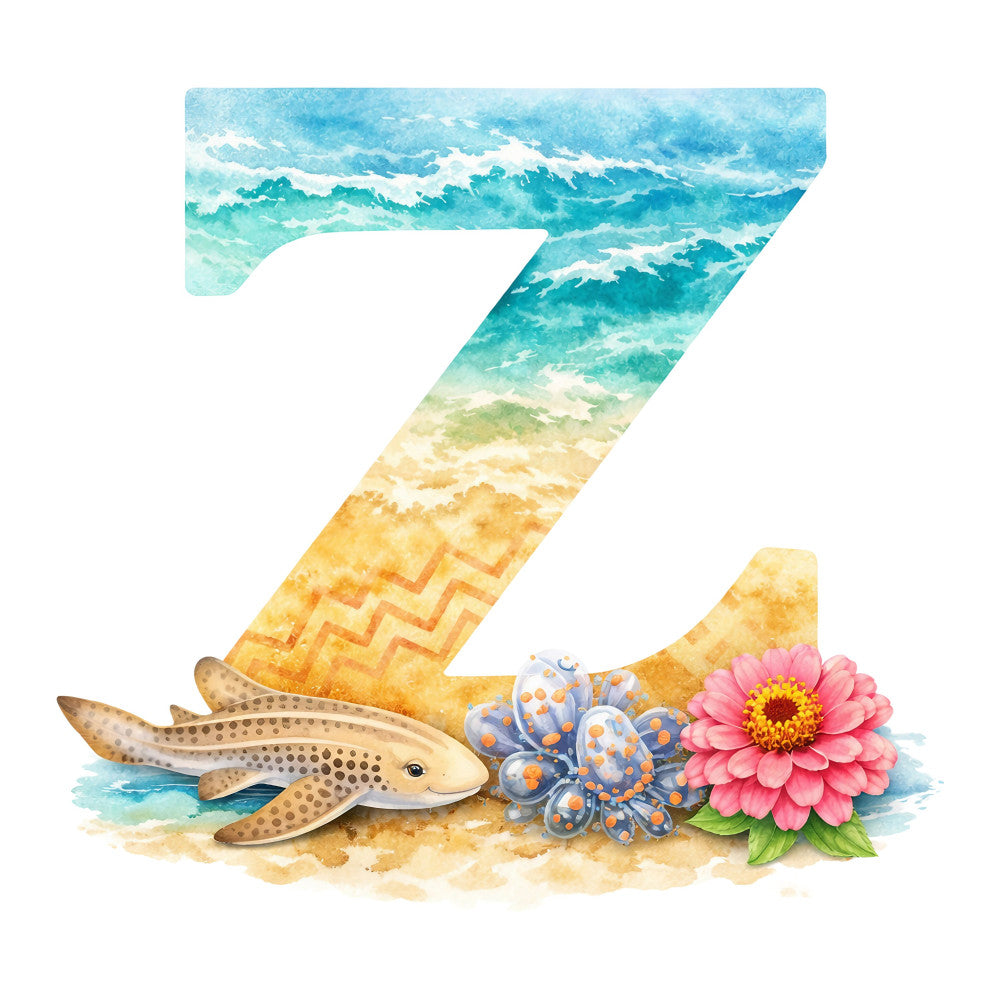 Summer Beach Alphabet Fabric Panel 24