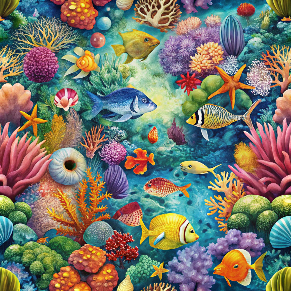 Daily Deal: Magical Sea Pattern 23 Quilting Cotton Fabric - 45" x 3 Yards"