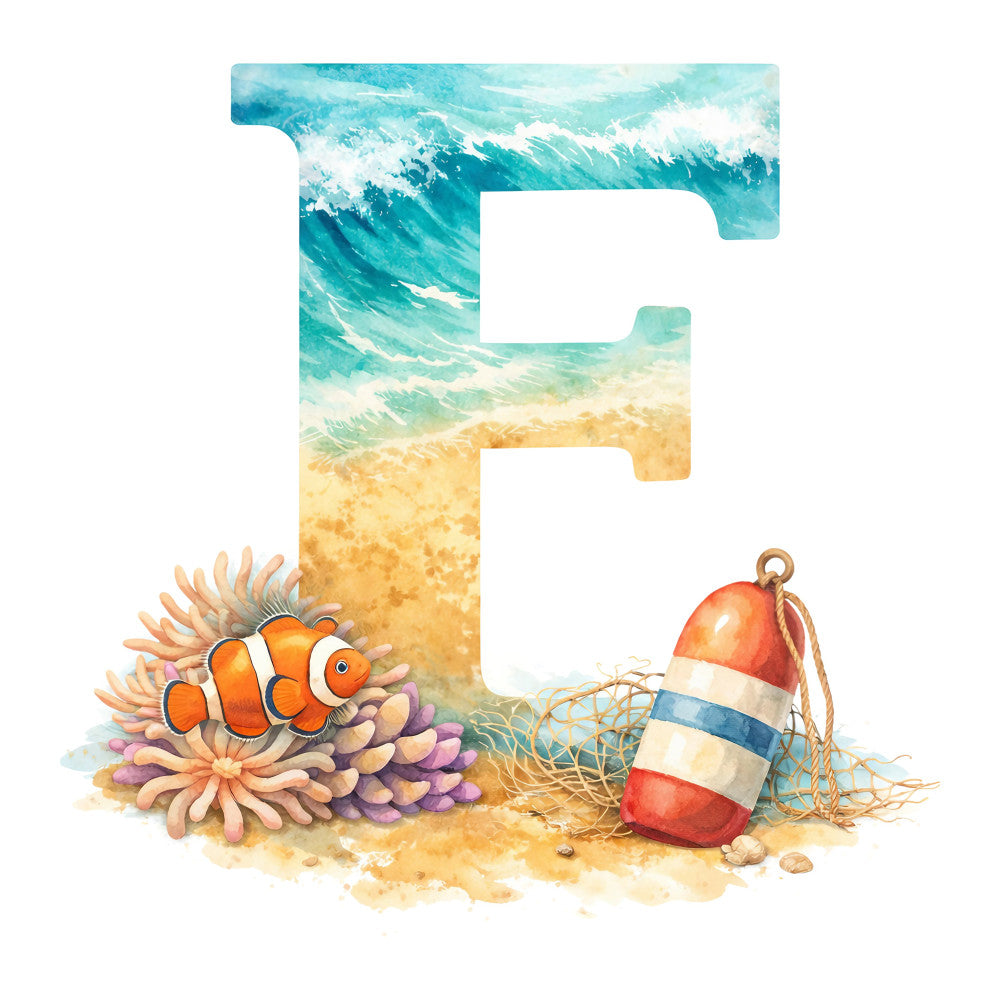 Summer Beach Alphabet Fabric Panel 6