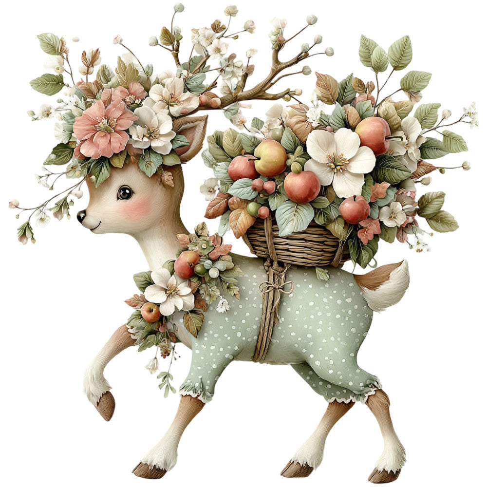 Whimsical Fall Autumn Reindeer Fabric Panel 10