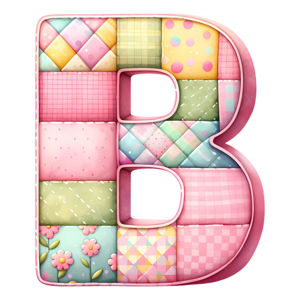 Pink Patchwork Alphabet Fabric Panel 38
