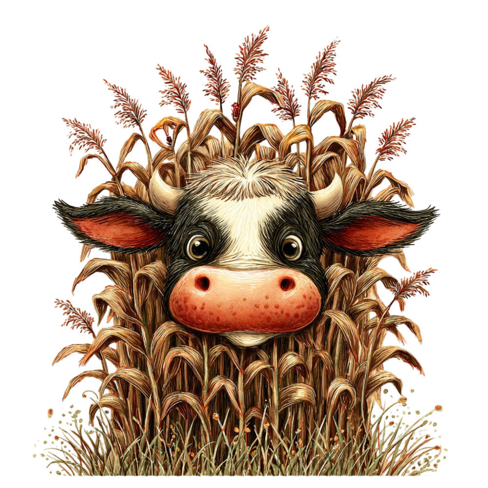 Whimsical Autumn Cow Fabric Panel 8