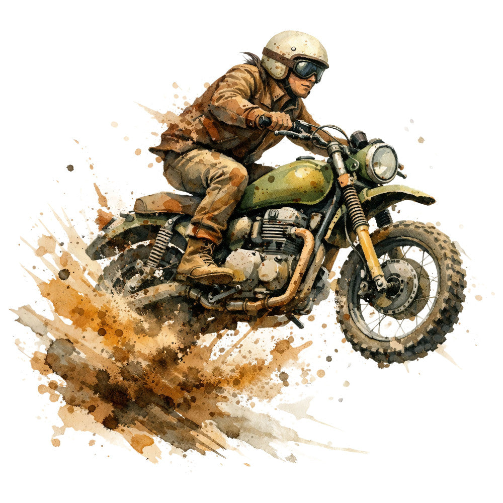 Watercolor Dirt Bike Fabric Panel 9