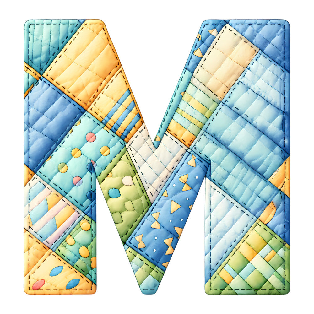 Blue Patchwork Alphabet Fabric Panel 21