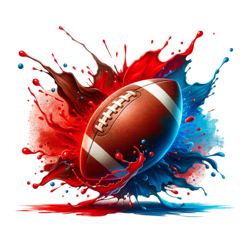 Watercolor Football and Splash Fabric Panel 5