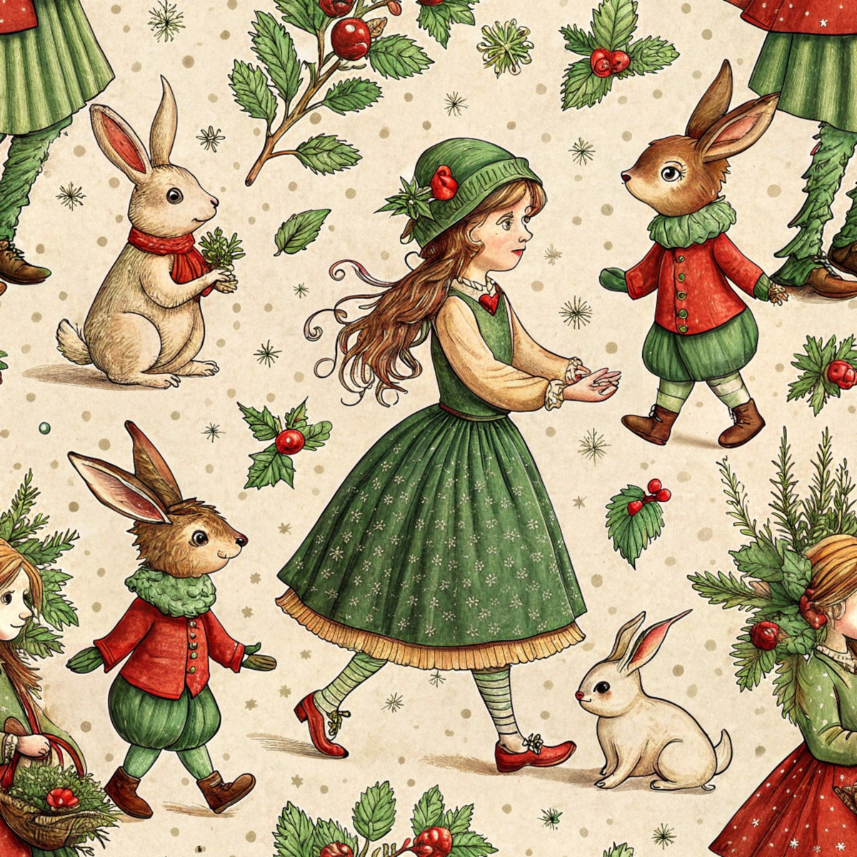 Daily Deal: Christmas in Wonderland Pattern 30 Quilting Cotton Fabric - 45" x 4 Yards"