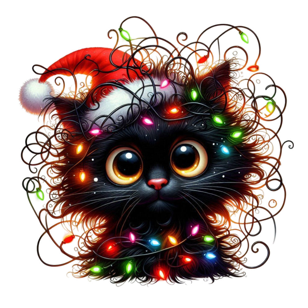 Tangled Christmas Cat Fabric Panel 6