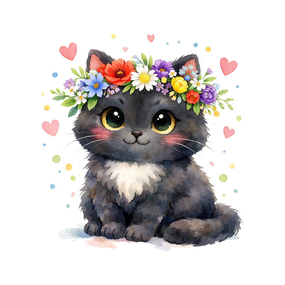 Black Spring Kitten Fabric Panel 20