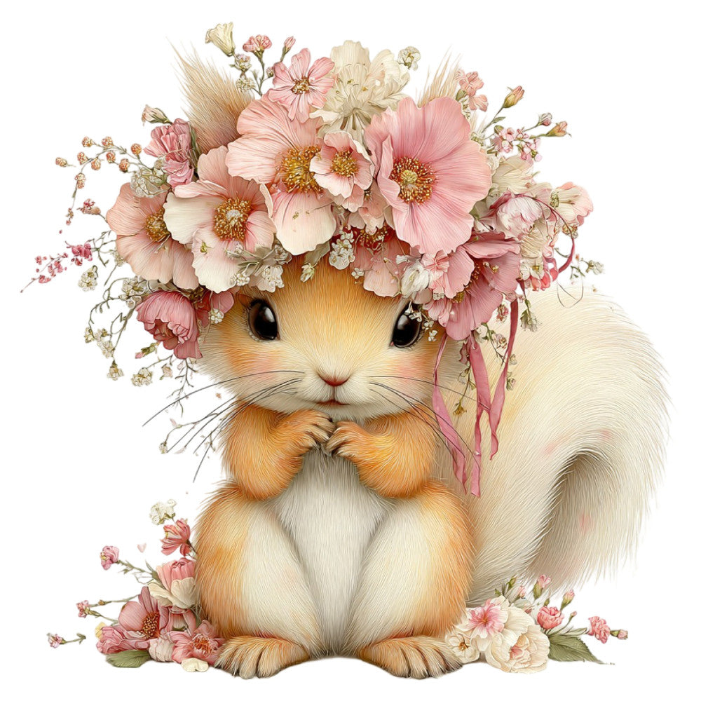 Whimsical Summer Squirrel Fabric Panel 50