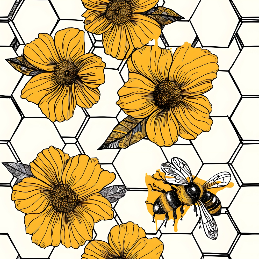 Daily Deal: The Bee Swarm Pattern 19 Quilting Cotton Fabric - 45" x 0.5 Yards"