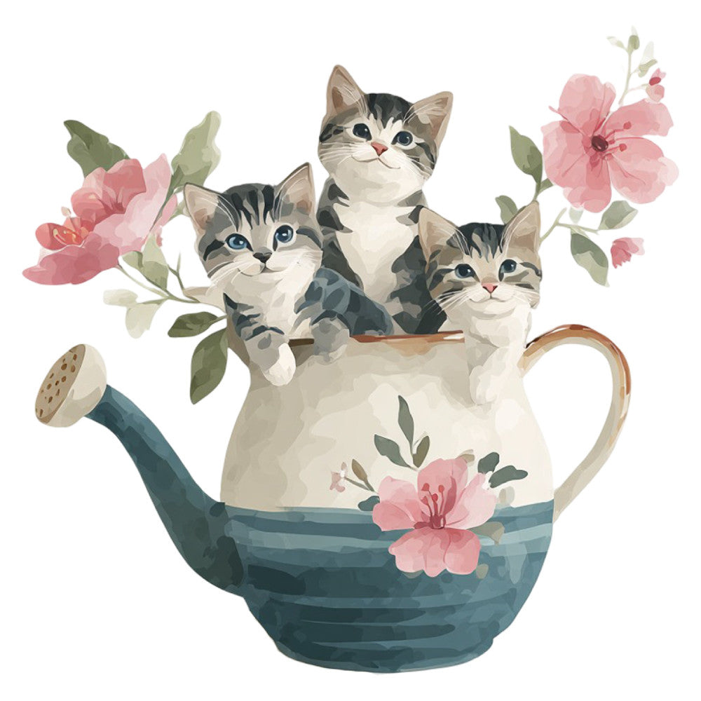 Watercolor Kitten Fabric Panel 8