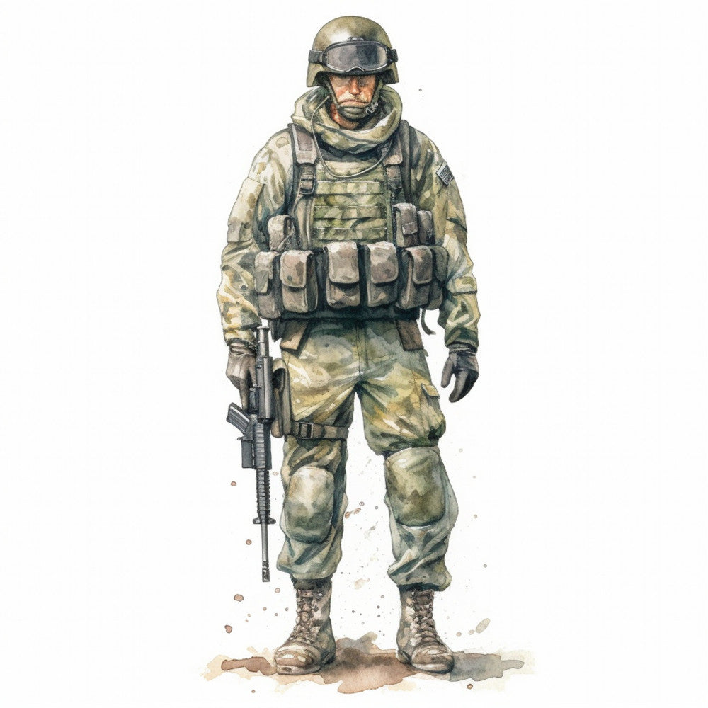 Watercolor Military Fabric Panel 12