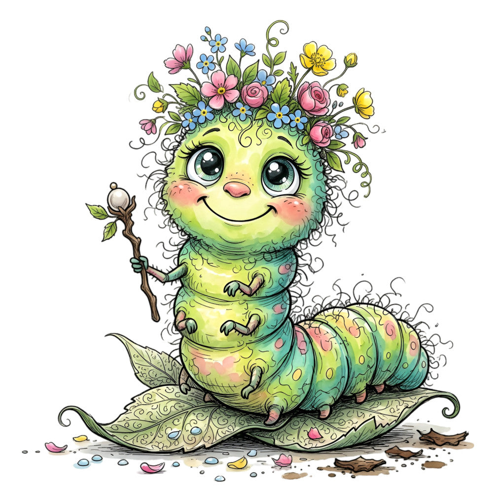 Summer Whimsical Caterpillar Fabric Panel 20