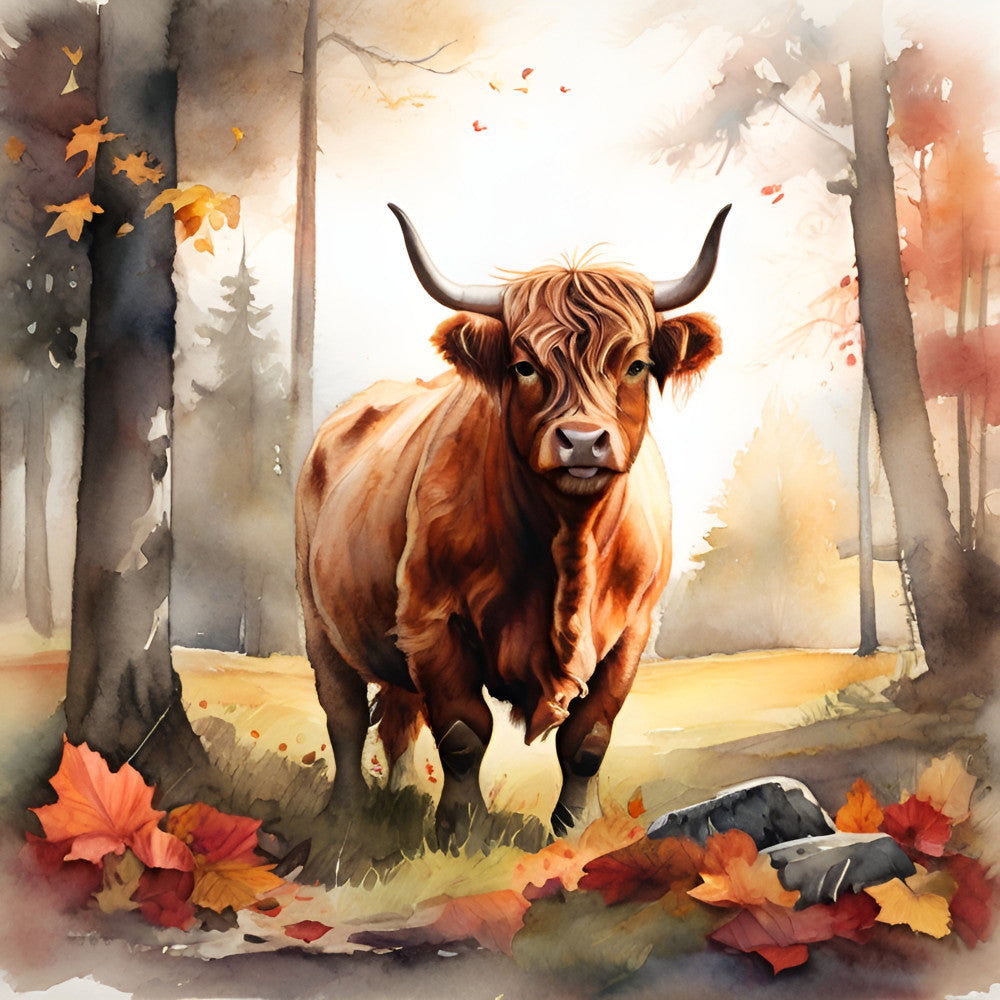 Highland Cow Art Fabric Panel 8