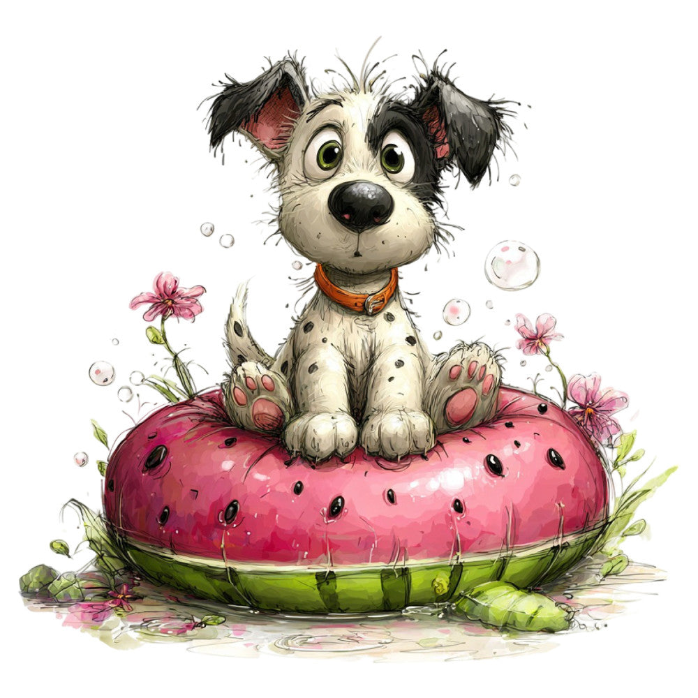 Whimsical Summer Dogs Fabric Panel 13