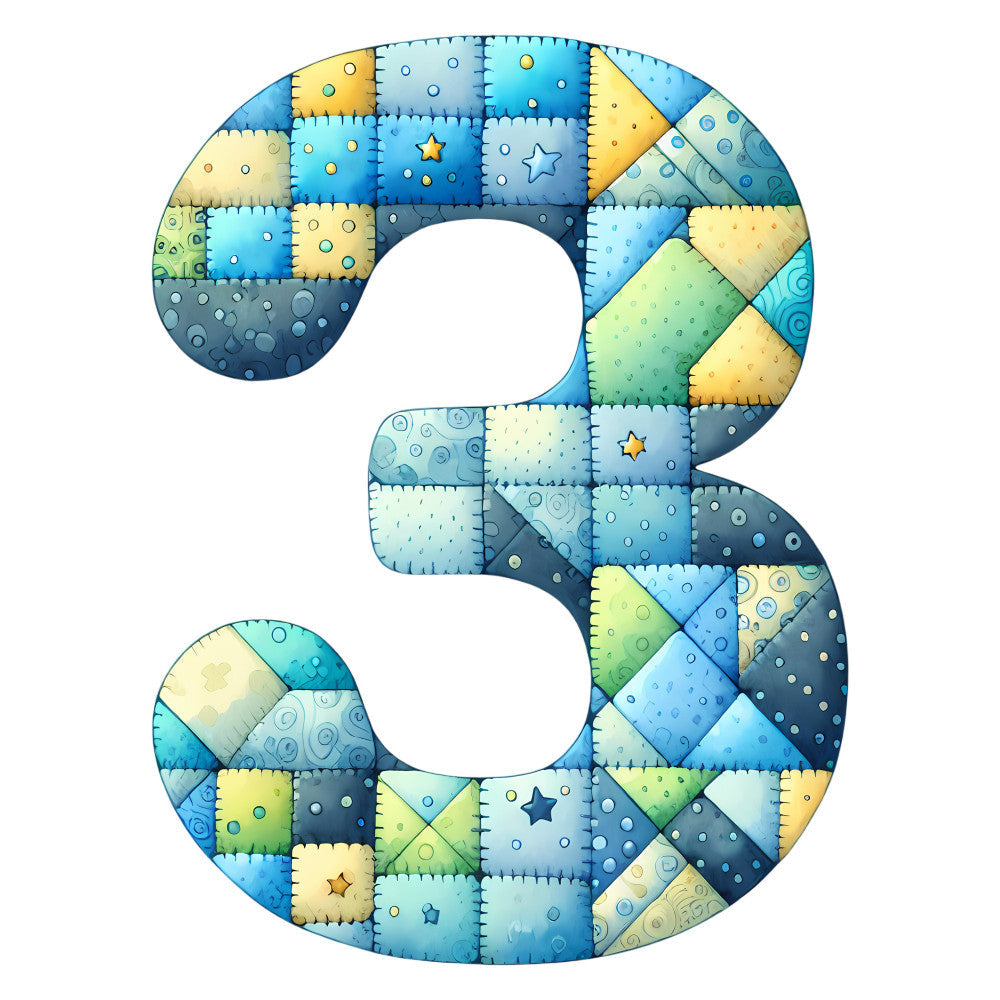 Blue Patchwork Alphabet Fabric Panel 45