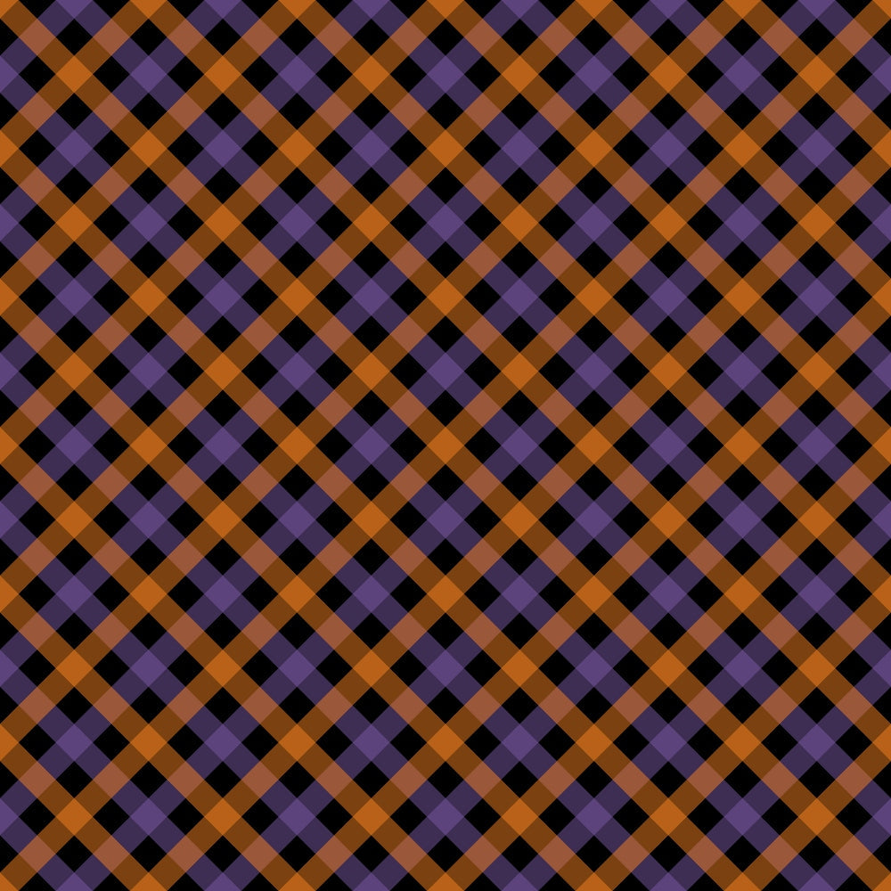 Daily Deal: Halloween Plaid Pattern 3 Quilting Cotton Fabric - 45" x 0.5 Yards"