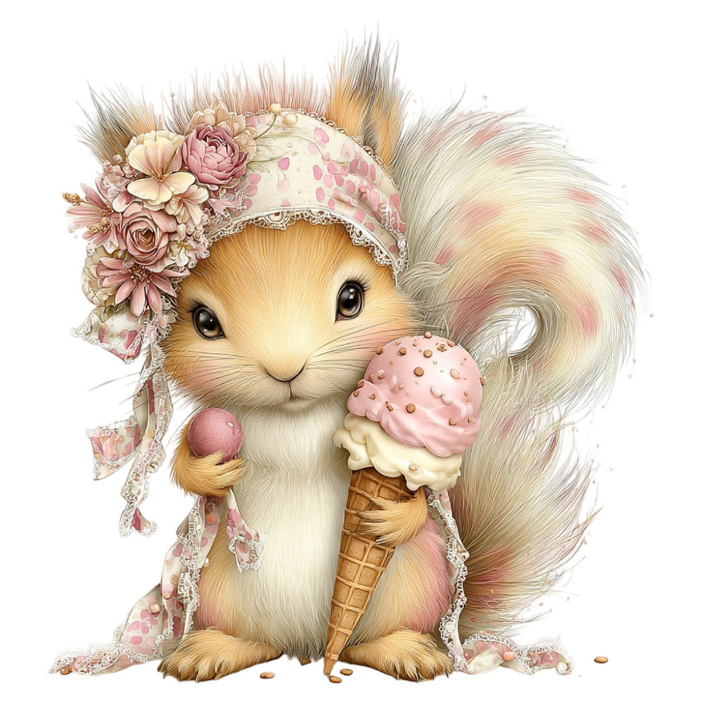 Whimsical Summer Squirrel Fabric Panel 43