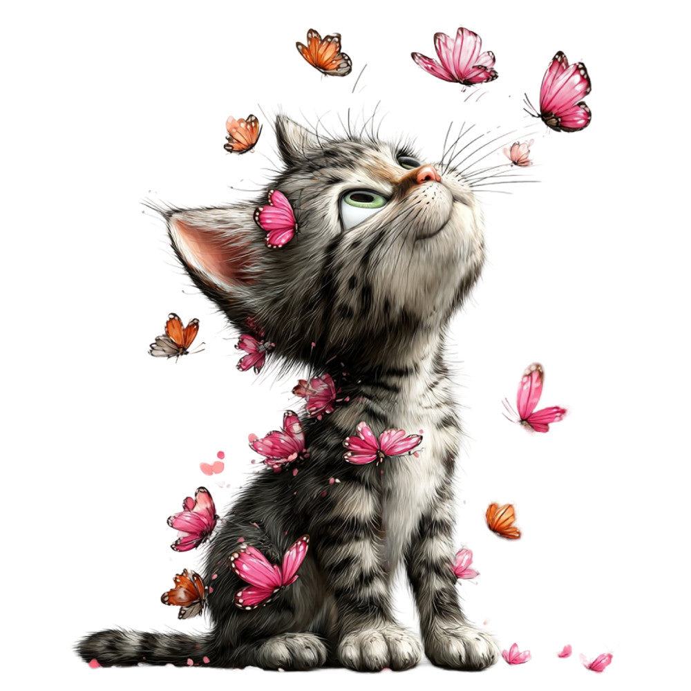 Whimsical Summer Cats Fabric Panel 40