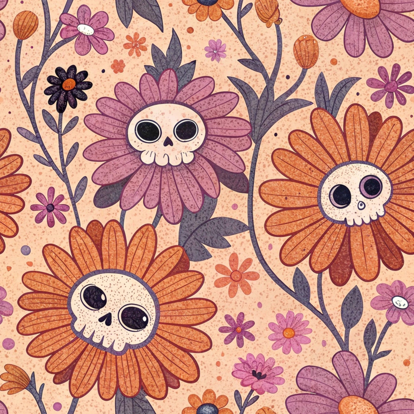 Daily Deal: Retro Halloween Pattern 10 Quilting Cotton Fabric - 45" x 1 Yard"