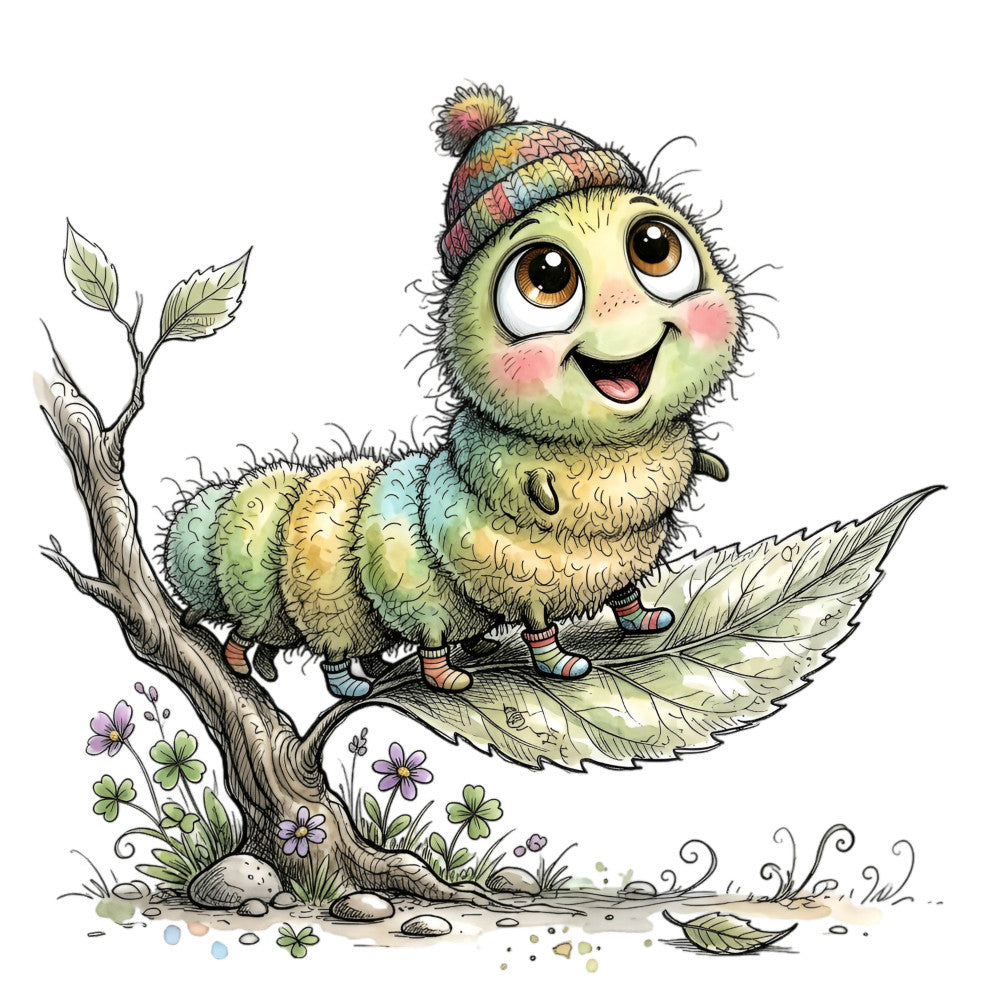 Summer Whimsical Caterpillar Fabric Panel 14
