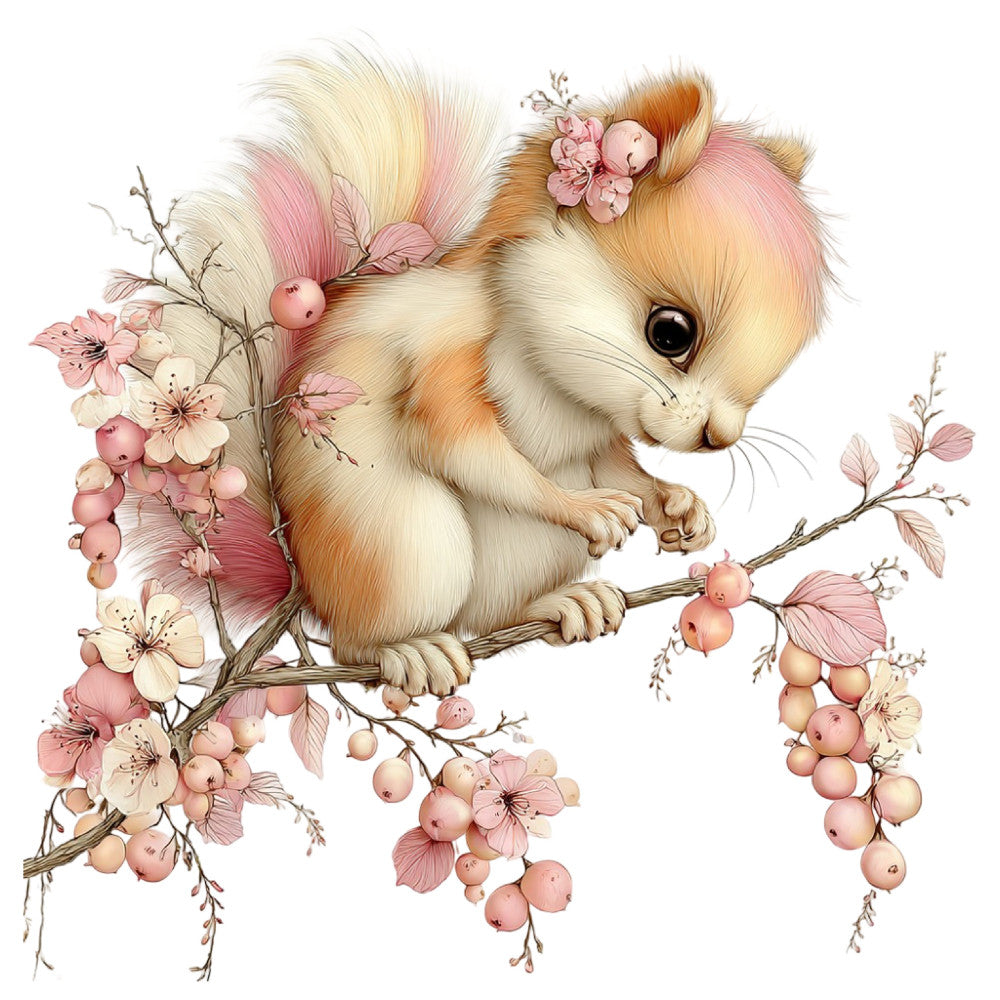 Whimsical Summer Squirrel Fabric Panel 6