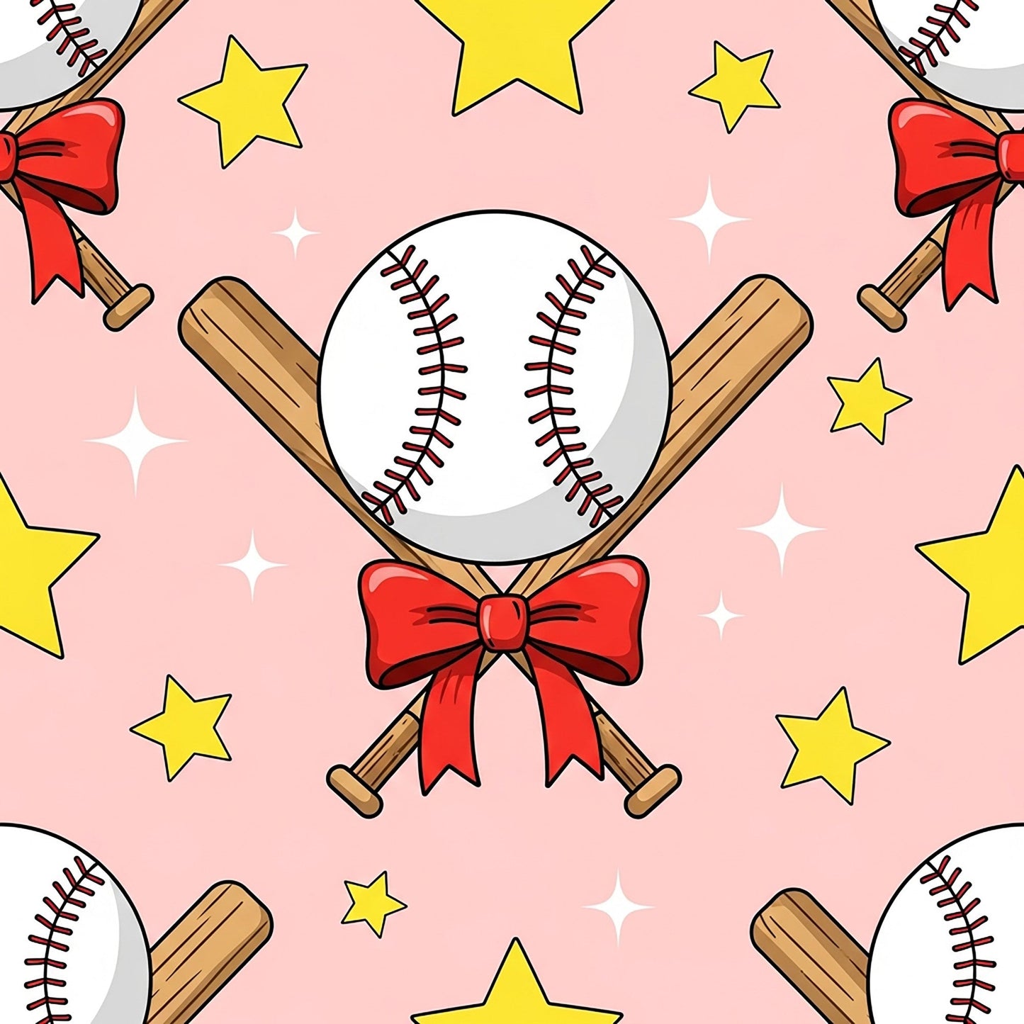 Daily Deal: Softball Champions Pattern 3 Quilting Cotton Fabric - 45" x 0.5 Yards"
